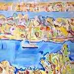 ΜΑΥΡΟΛΕΩΝ ΚΑΤΕΡΙΝΑ, Katerina Mavroleon , PAYSAGE MEDITERRANEE, Acrylic on canvas 95 x 95 cm