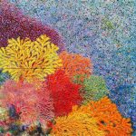ΜΙΧΑΗΛΙΔΟΥ ΝΙΚΗ, Niki Michailidou, Λουλούδια του Αιγαίου, 120x90cm ακρυλικό σε καμβά με τεχνική pointillism