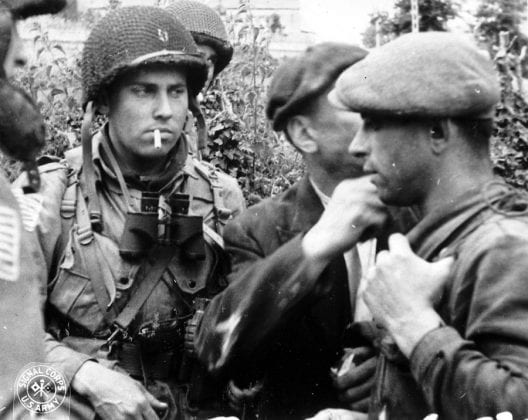 Royal Marine Commandos attached to 3rd Infantry Division move inland from Sword Beach, 6 June 1944