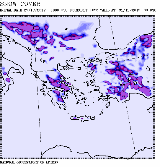 Χάρτης χιονοκάλυψης - Κακοκαιρία Ζηνοβία