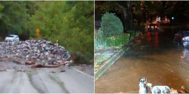 Καταστροφές στο οδικό δίκτυο και πλημμύρες στο Αγρίνιο και την Κέρκυρα