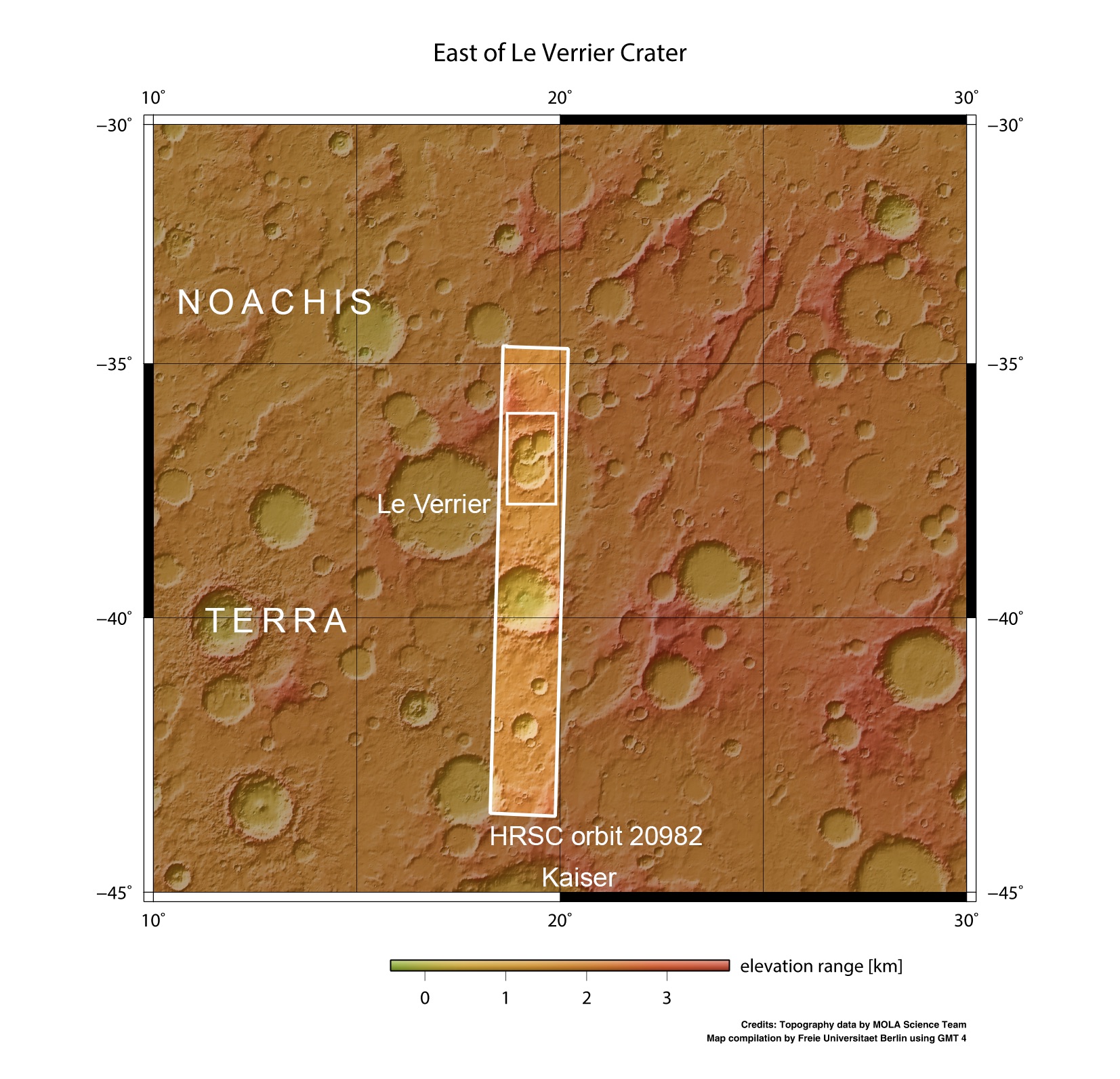 In context Triple crater east of Le Verrier
