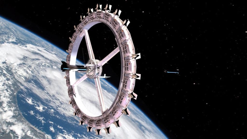 Διαστημικό ξενοδοχείο. Voyager Station. Προσομοίωση Courtesy of Orbital Assembly Corporation