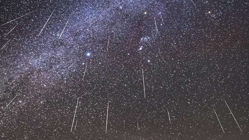 A composite of the 2017 Geminid meteor shower