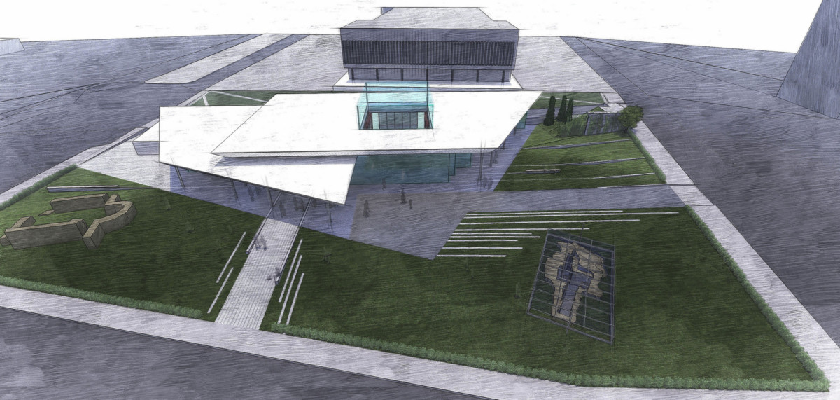 Σχεδιαστική απεικόνιση υπέργειας εισόδου και σύνδεσής της με κτήριο Crossover