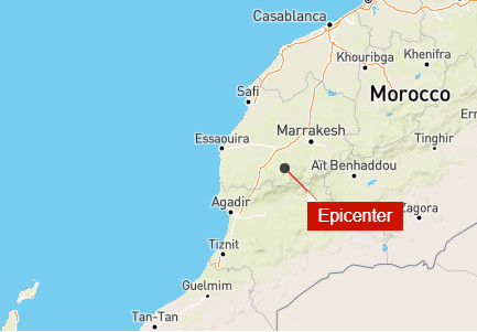 Μαρόκο επίκεντρο σεισμού χάρτης 09 09 23
